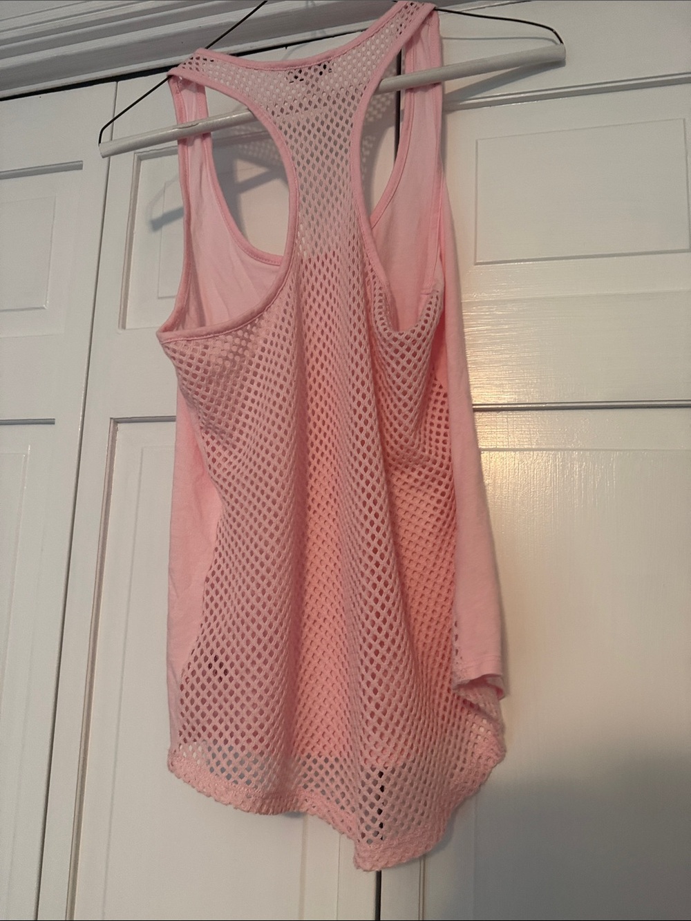 Express Light Pink Racerback Mesh-Back Tank - Picture 2 of 2